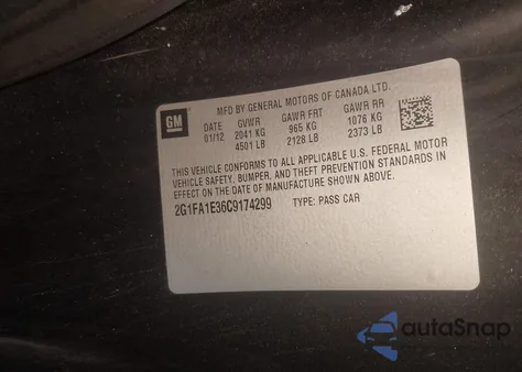 2012 Chevrolet Camaro 2Ls из США, поврежденный, VIN 2G1FA1E36C9174299